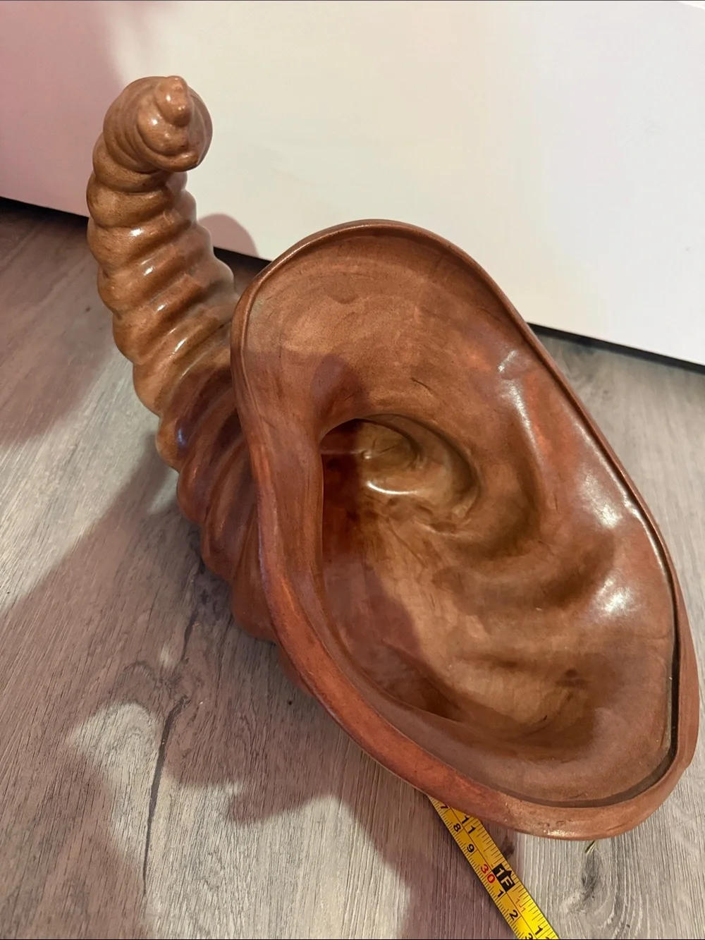 Vintage Japan Faux Wood Cornucopia Horn of Plenty Planter Bowl 💕
